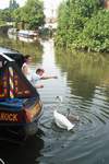 Rosie and Matt feeding the swans