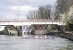 a rowing Eight turn at Goring lock